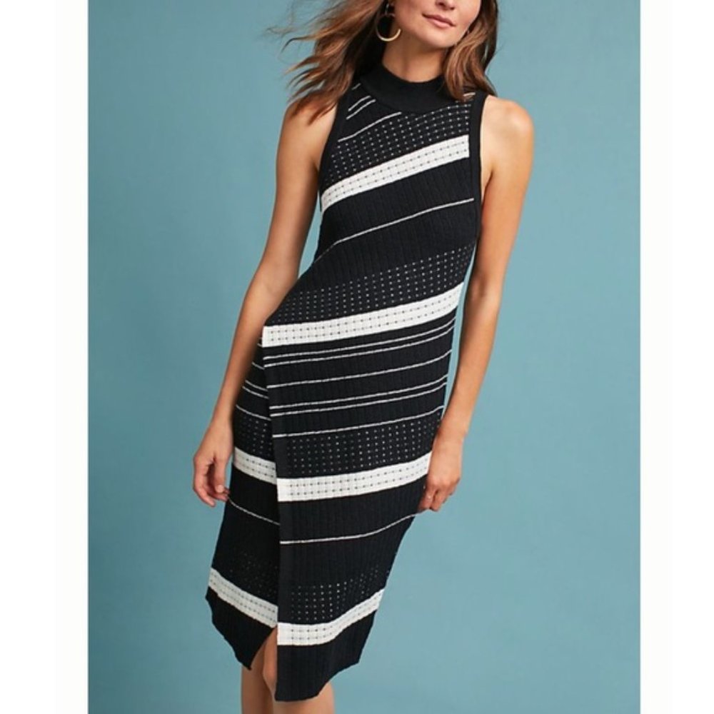 Anthropologie Moth Velda Asymmetric Striped Dress
